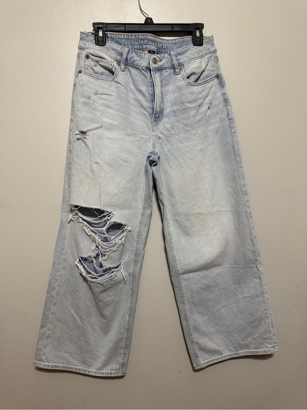 American Eagle Outfitters Light Blue Ripped Wide Leg Jeans